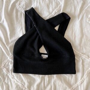 Urban Outfitters Black Cross-Front Top